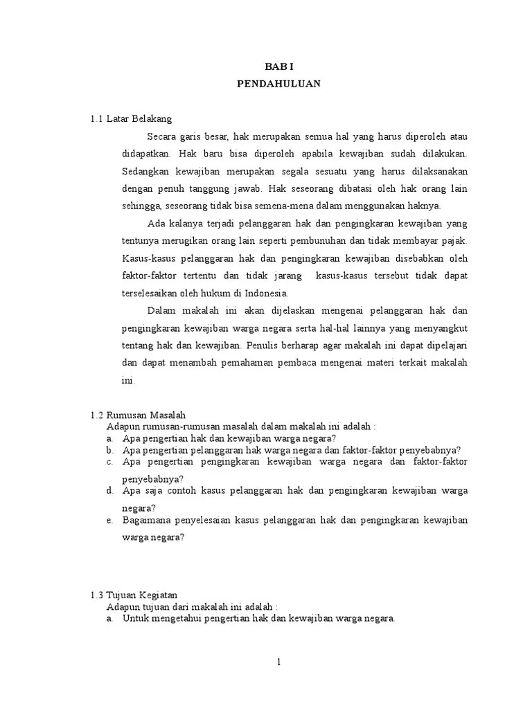 Makalah Pelanggaran Hak Dan Pengingkaran Kewajiban Warga Negara | PDF