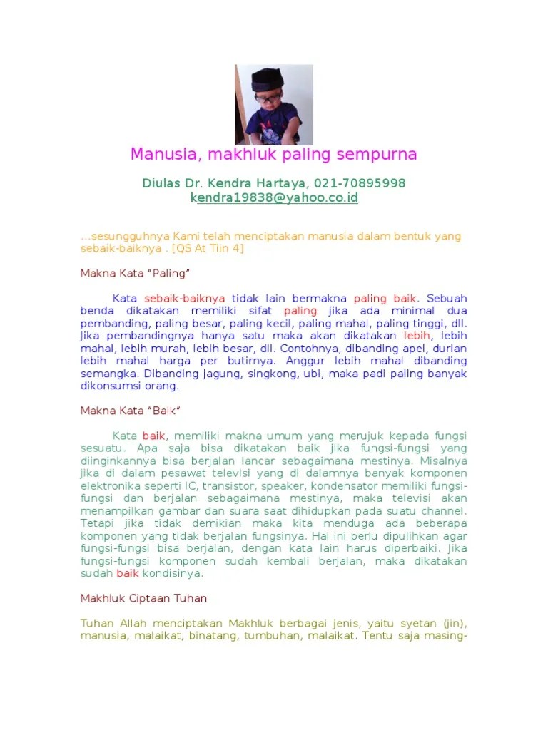 Sesungguhnya Kami Telah Menciptakan Manusia Dalam Bentuk Yang  Sebaik-Baiknya - Abeh Web