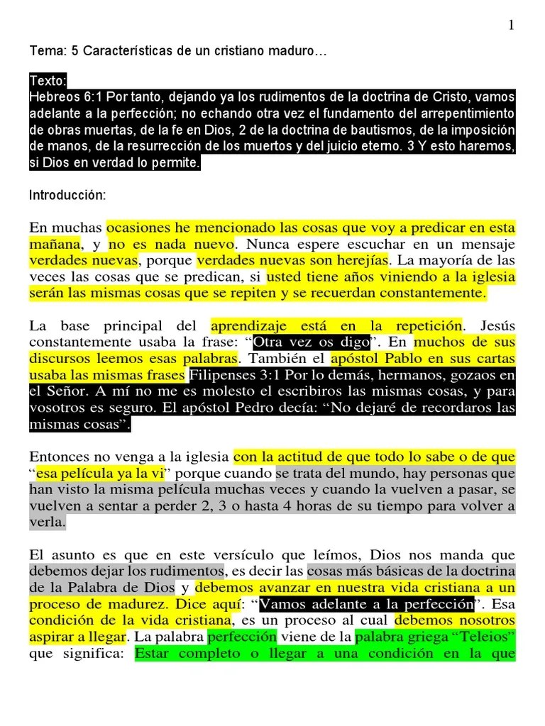 5 Características de Un Cristiano Maduro Cristo (título) Oración