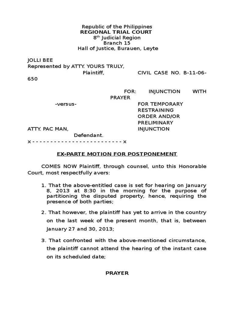 Motion for Postponement