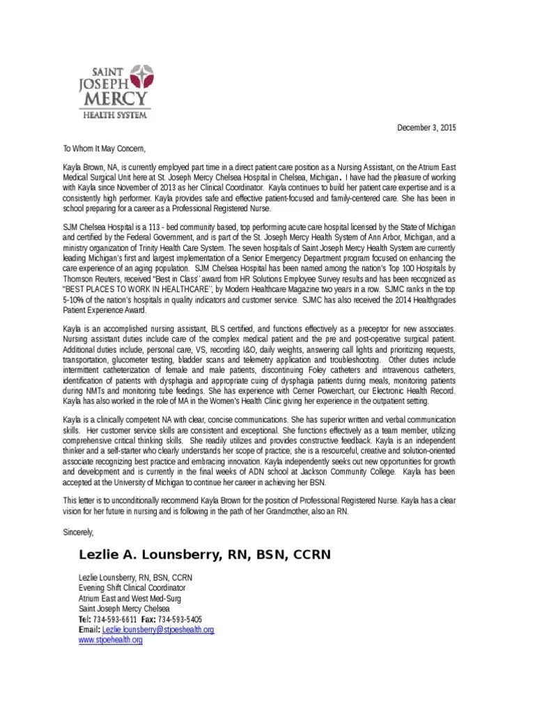 letter of docx Nursing Hospital