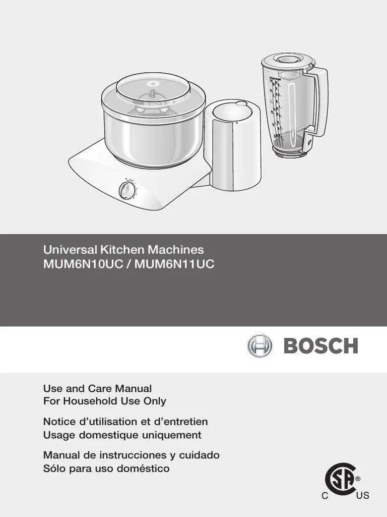 Bosch Universal Plus Owners Manual Home Appliance Electrical Connector