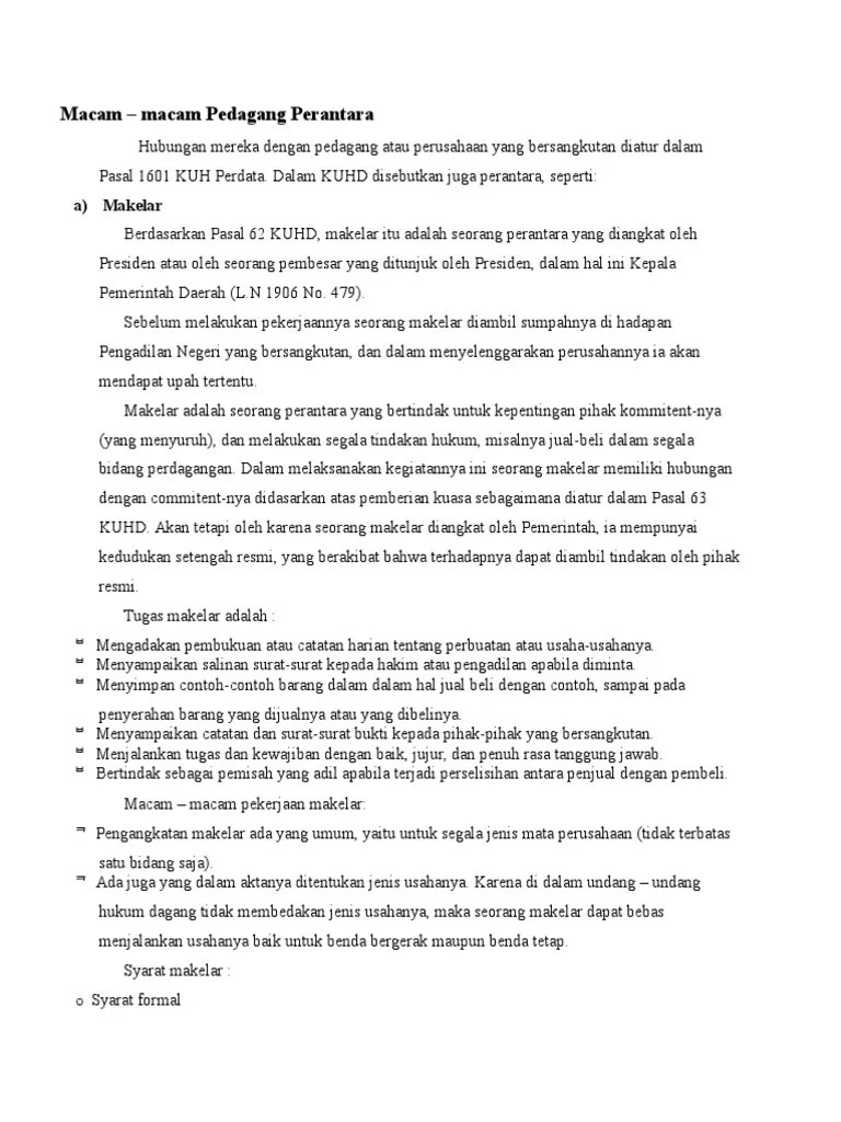 Macam Perdagangan Perantara | PDF