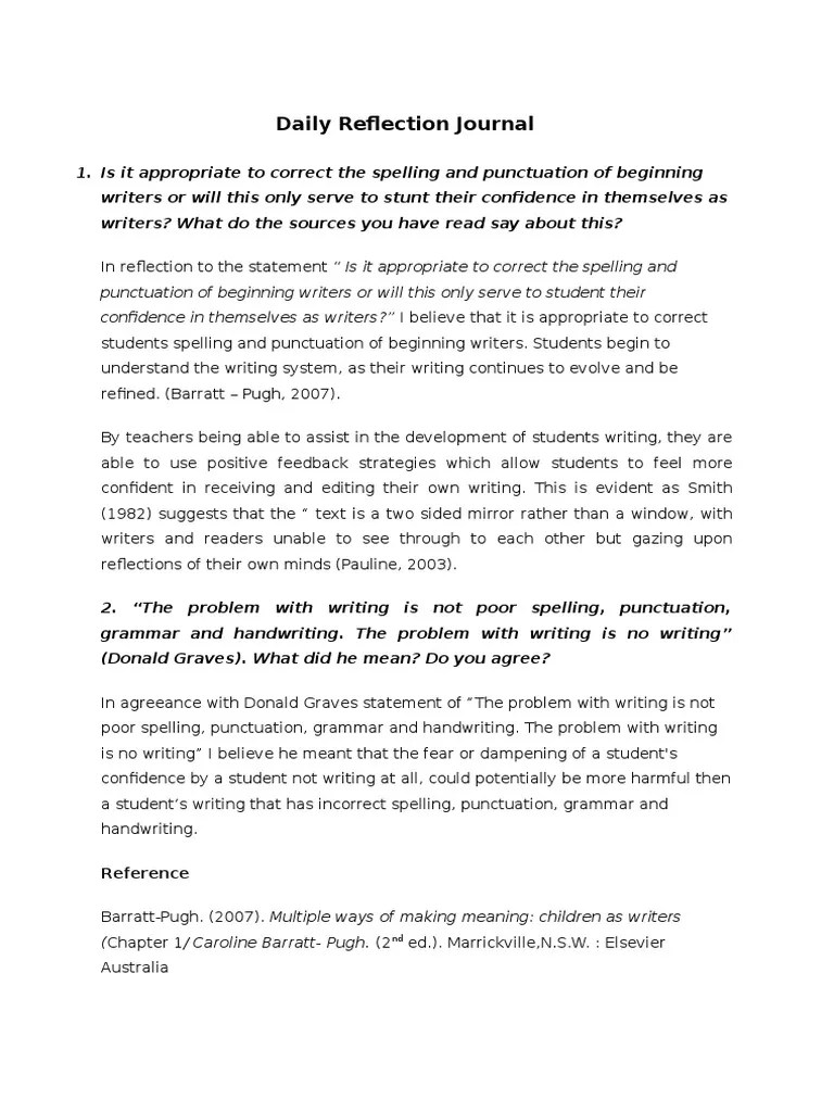 daily reflection journal Literacy Teachers