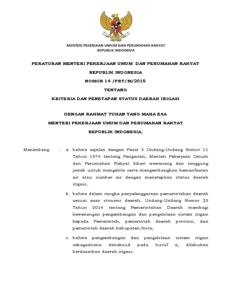 Permen PUPR No. 14 Tahun 2015