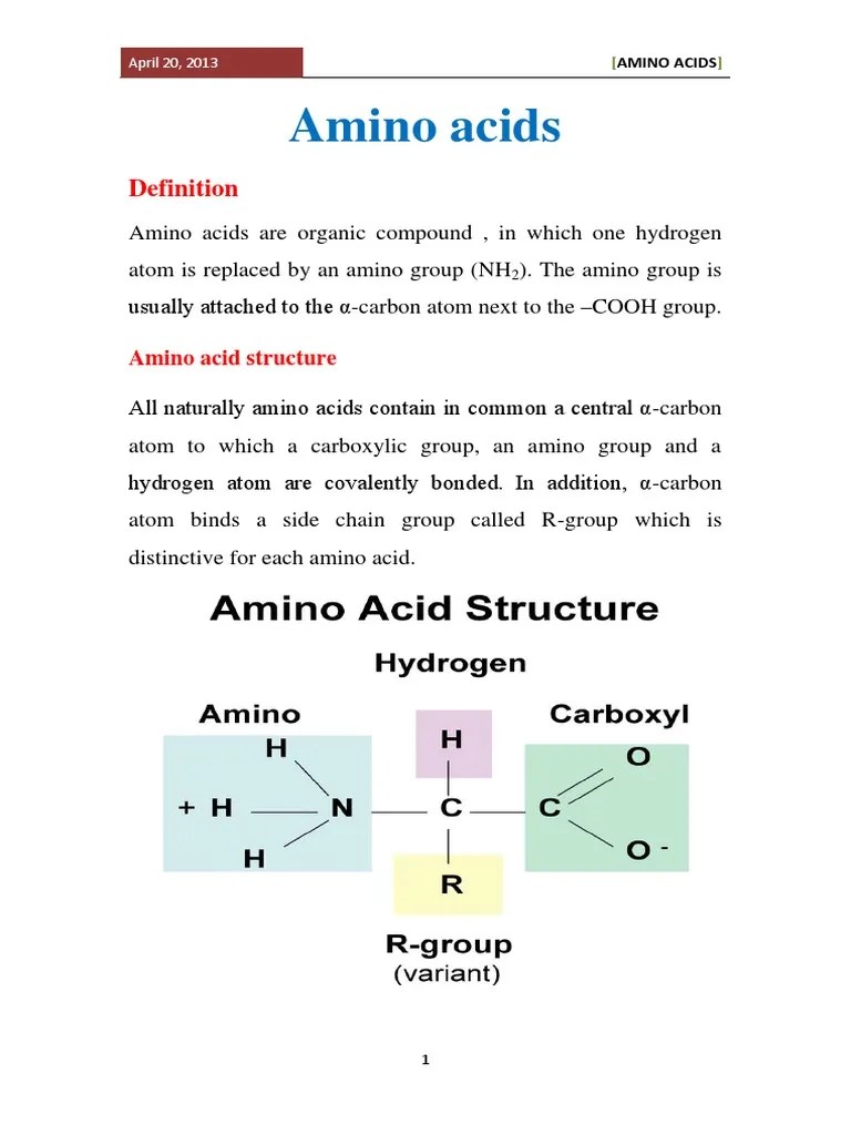 Chemistry of Amino Acid PDF Amino Acid Biosynthesis