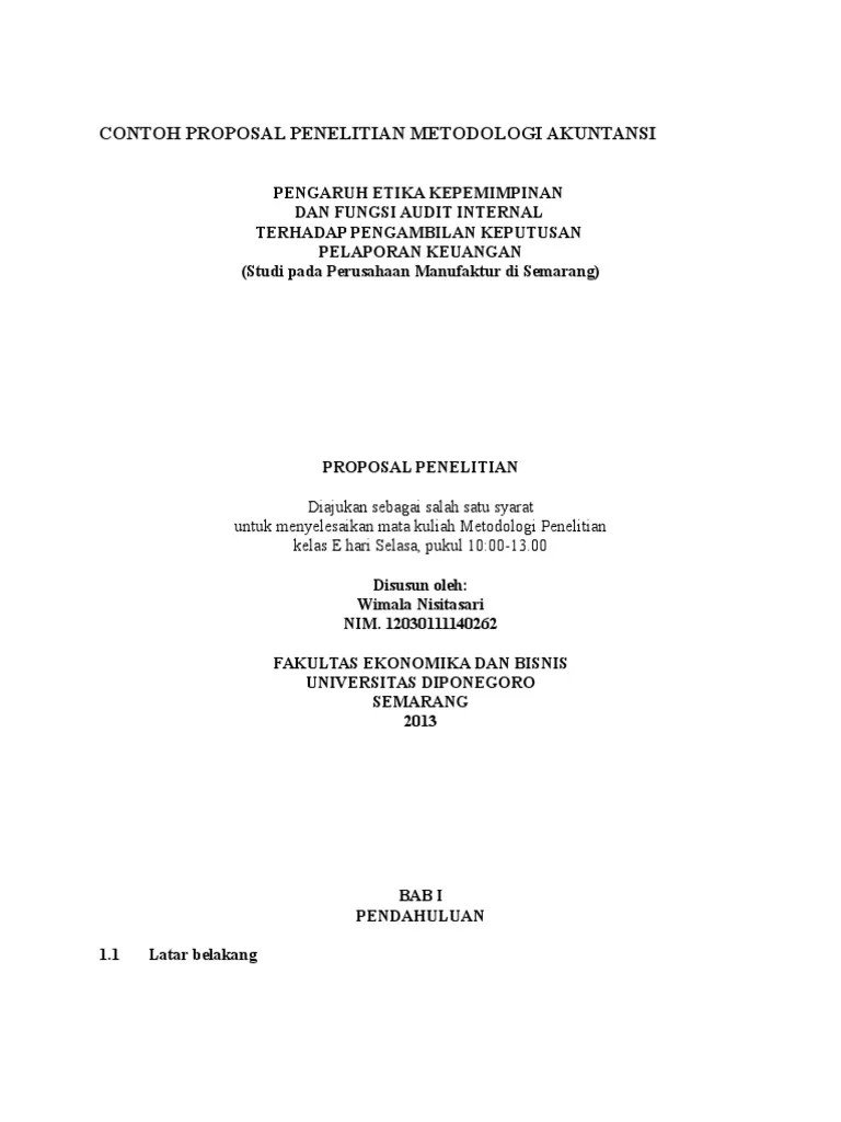 Contoh Proposal Penelitian Metodologi Akuntansi | PDF