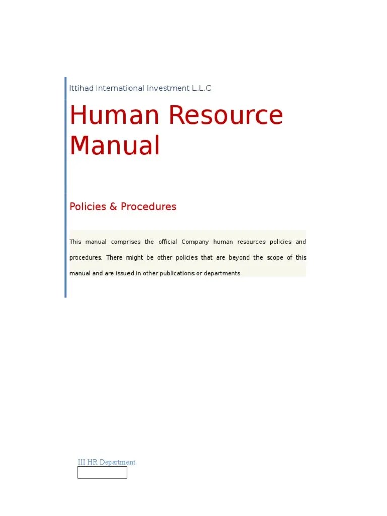 HumanResourceManualIII Employment Board Of Directors
