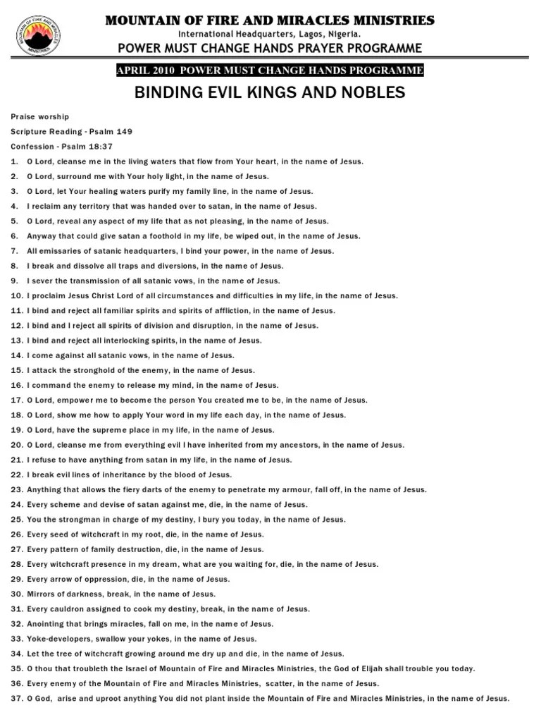 Prayer Points Binding Evil Kings and Nobles Jesus Prayer