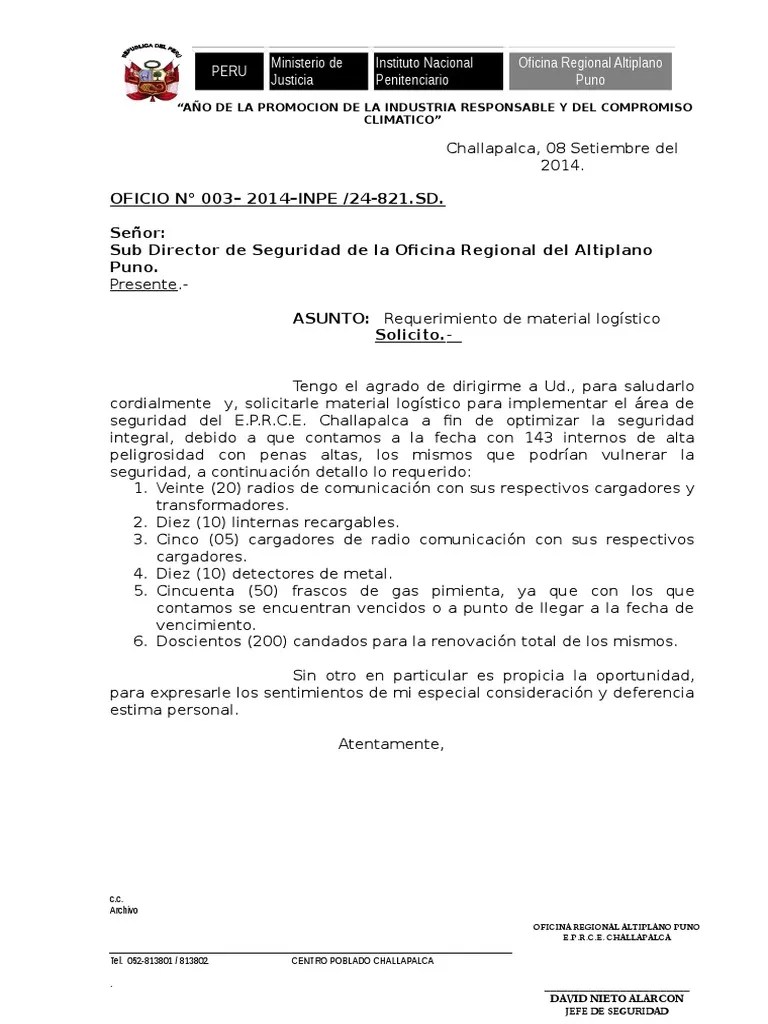 OFICIO EXTERNO Perú Ley Pública
