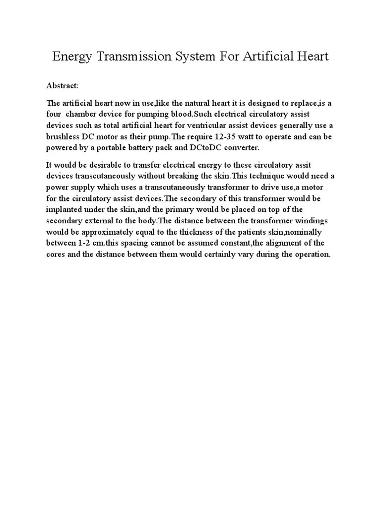 Energy Transmission System For Artificial Heart PDF