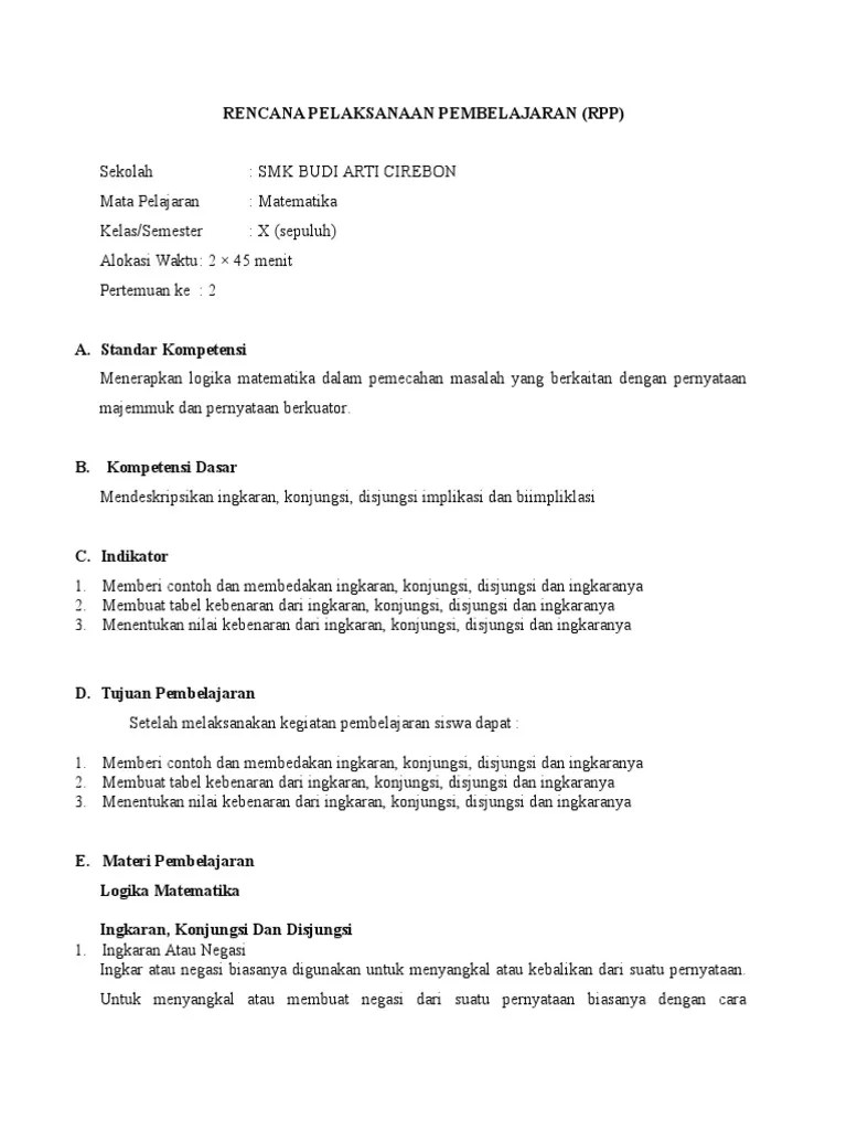 Rencana Pelaksanaan Pembelajaran | PDF