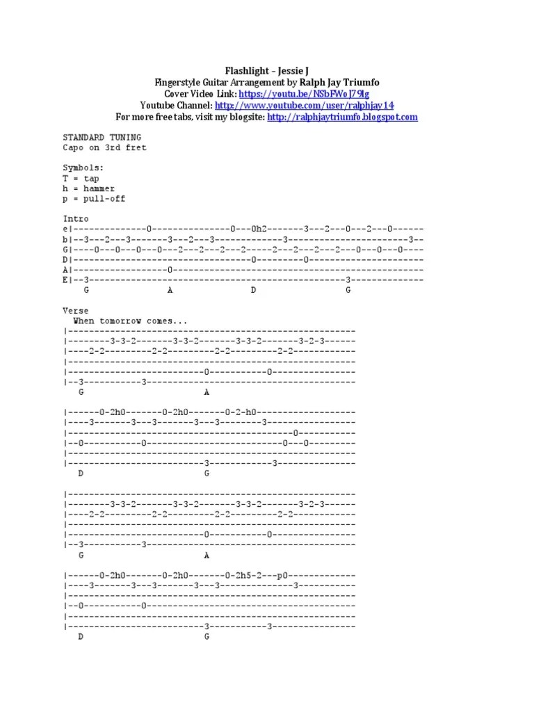 Flashlight Fingerstyle Guitar TAB PDF Song Structure Guitars