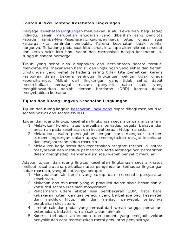 Contoh Artikel Tentang Kesehatan | PDF