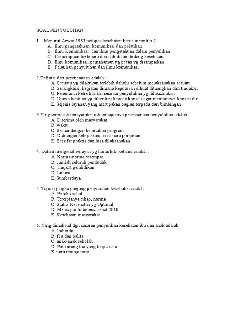 Soal Penyuluhan | PDF