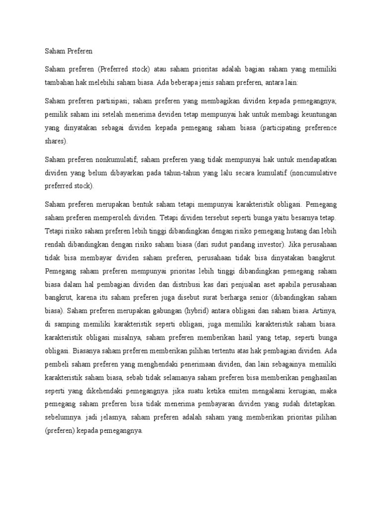 20 Apa Itu Saham Preferen Info Uang Online
