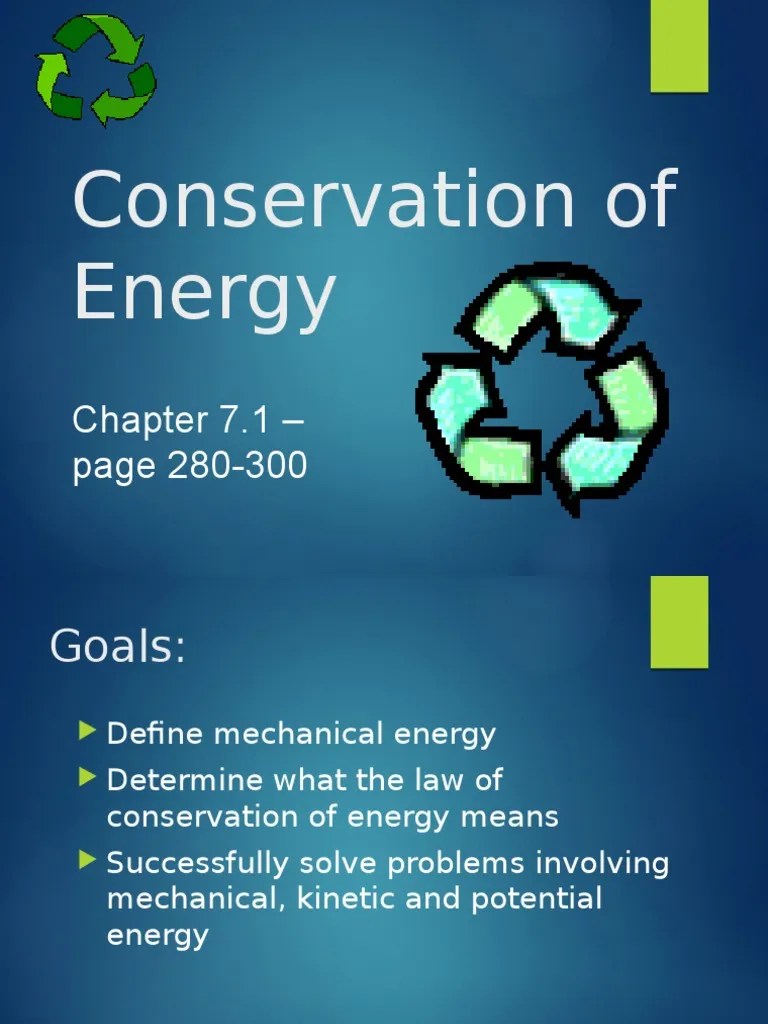 Conservation of Energy Potential Energy Energy