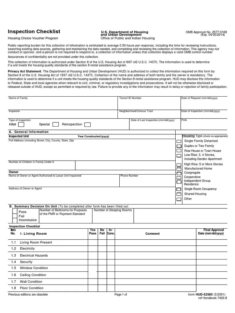 Housing Inspection Checklist Section 8 (Housing) Kitchen