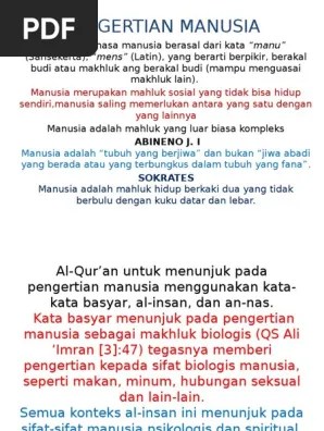 Pengertian Manusia Tugasnya | PDF
