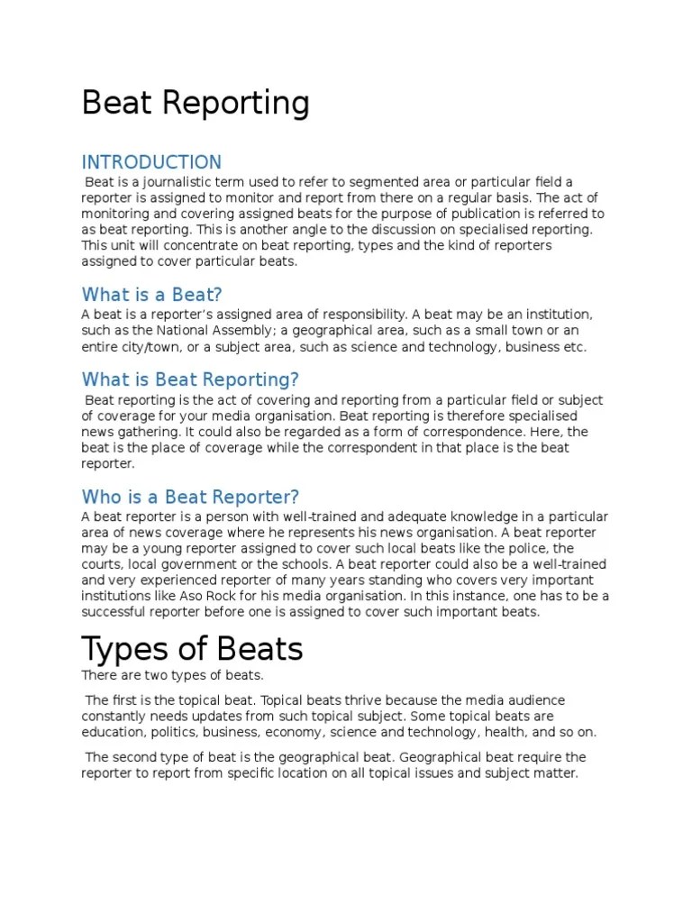 beat reporting Journalism Speaker (Politics)