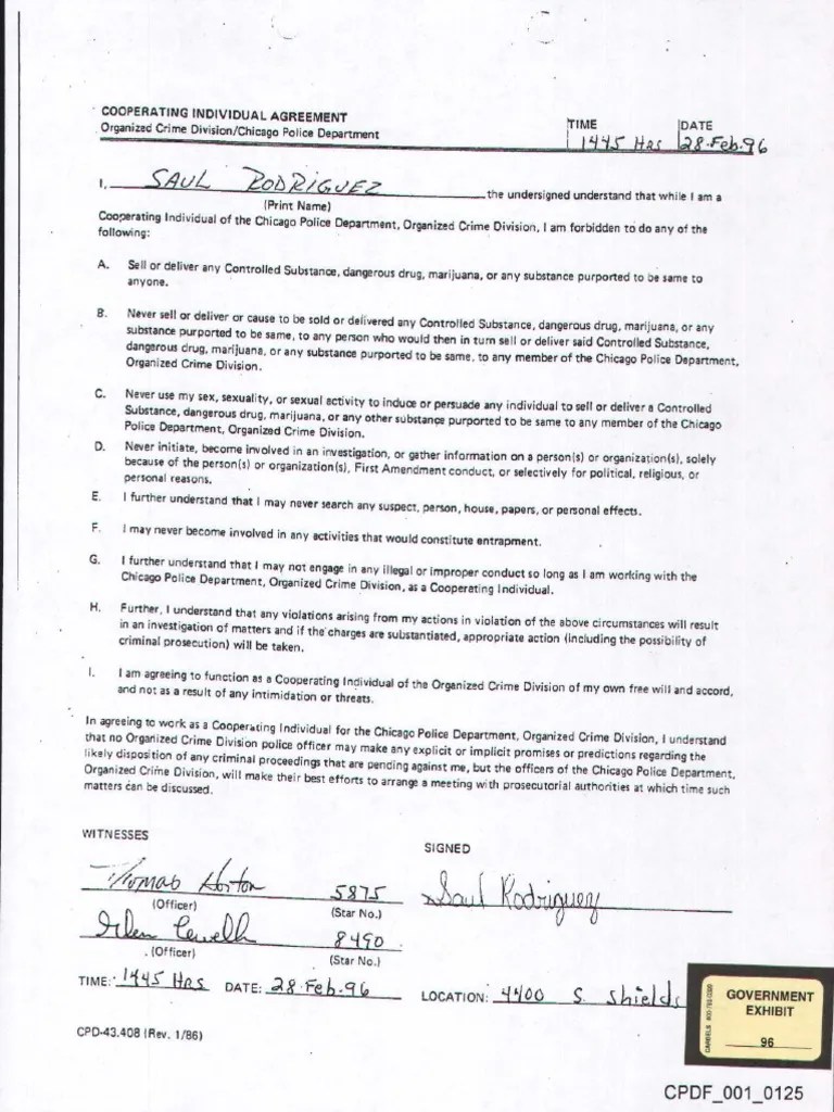 Saul Rodriguez Confidential Informant Agreement