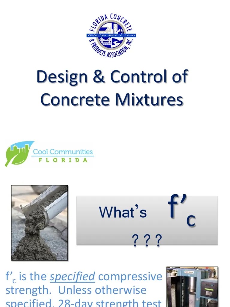 Design Control of Concrete Mixtures Density Concrete