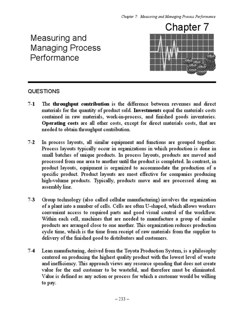 Atkinson Management Accounting 6e Chapter 7 Solutions Inventory Benchmarking