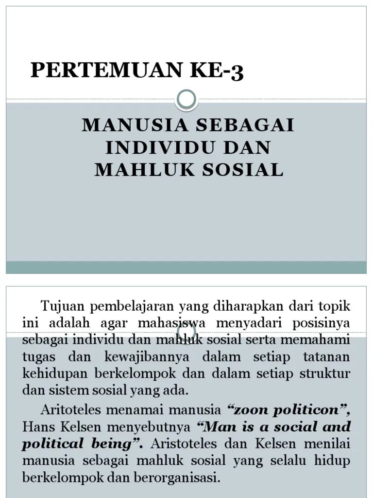 Manusia Sebagai Individu dan Makhluk Sosial