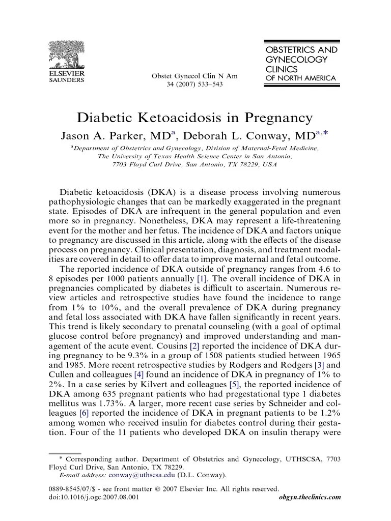 Diabetic Ketoacidosis in Pregnancy Diabetes Mellitus