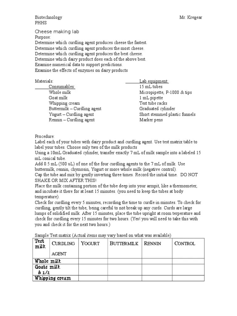Cheese Making Lab PDF