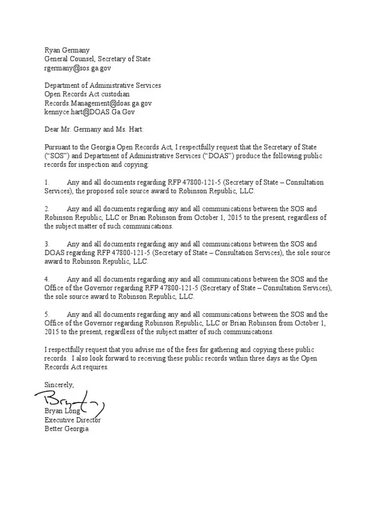 Open Records Request Brian Kemp PDF