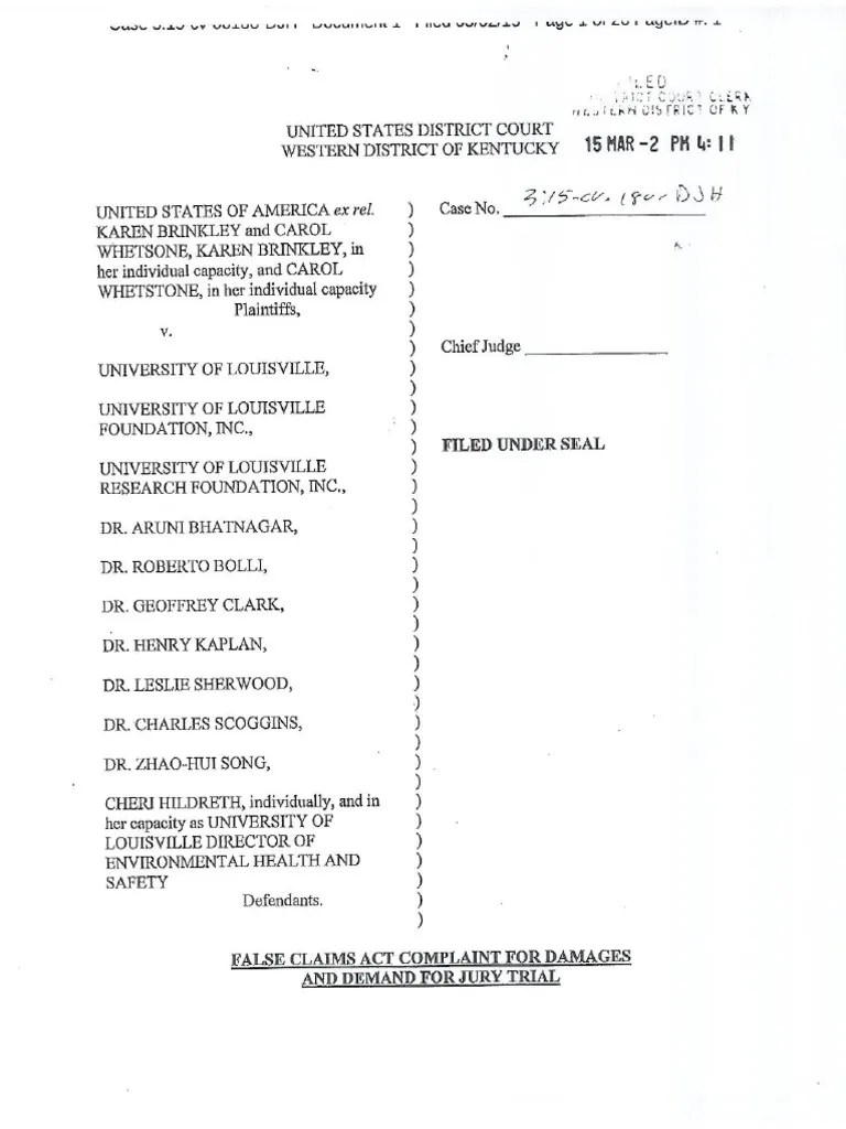 UofL Wrongful Termination Lawsuit PDF