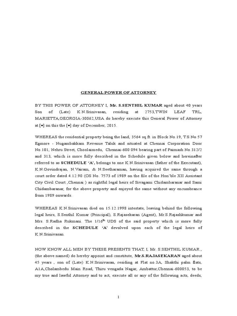 POASAMPLE Deed Power Of Attorney