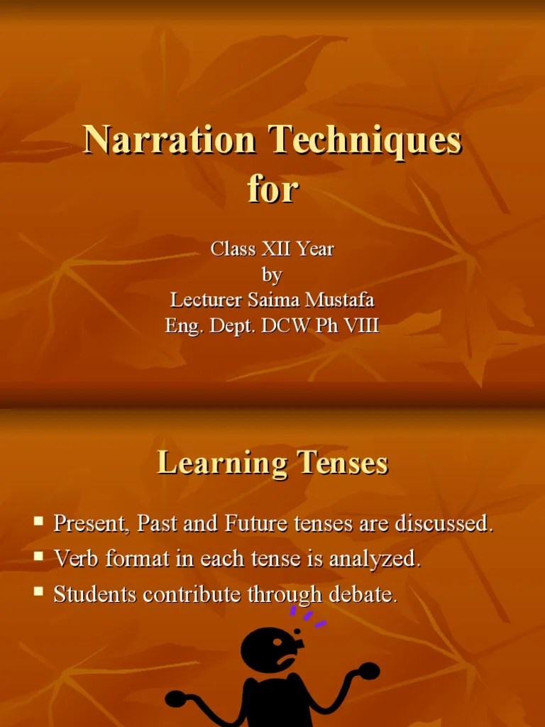 Narration Techniques.ppt Copy (1) Grammatical Tense Morphology