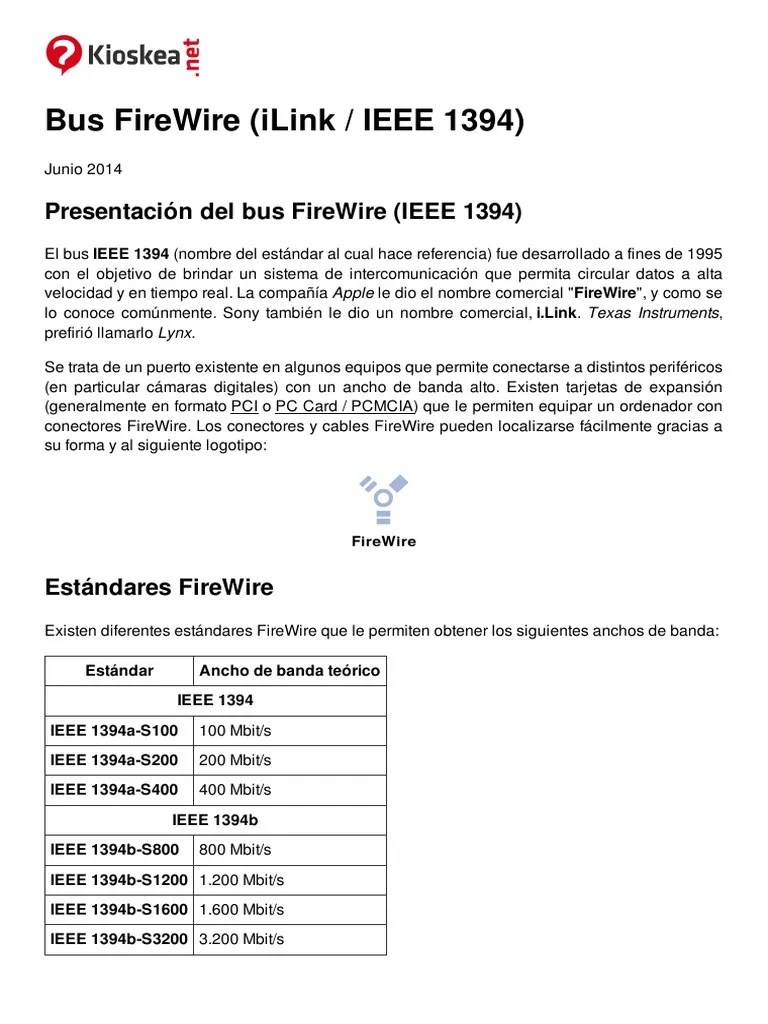 Bus Firewire PDF USB Arquitectura de Computadores