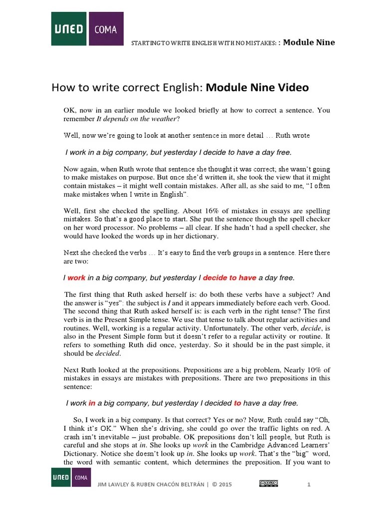 How to Write Correct English 9 Sentence (Linguistics) English Language
