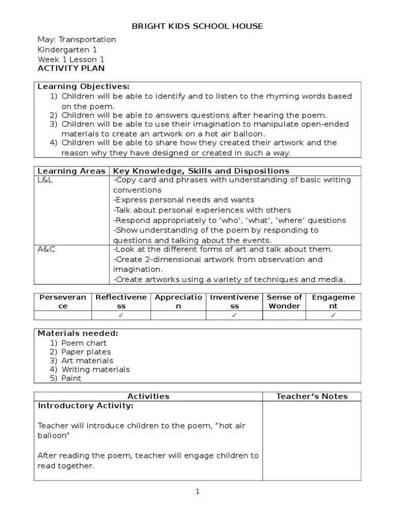 Sample Lesson Plans Poetry Imagination
