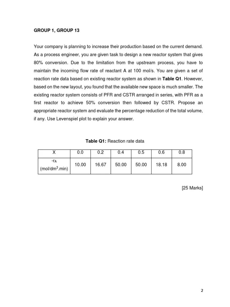 Revision Questions Chemical Reactor Reaction Rate