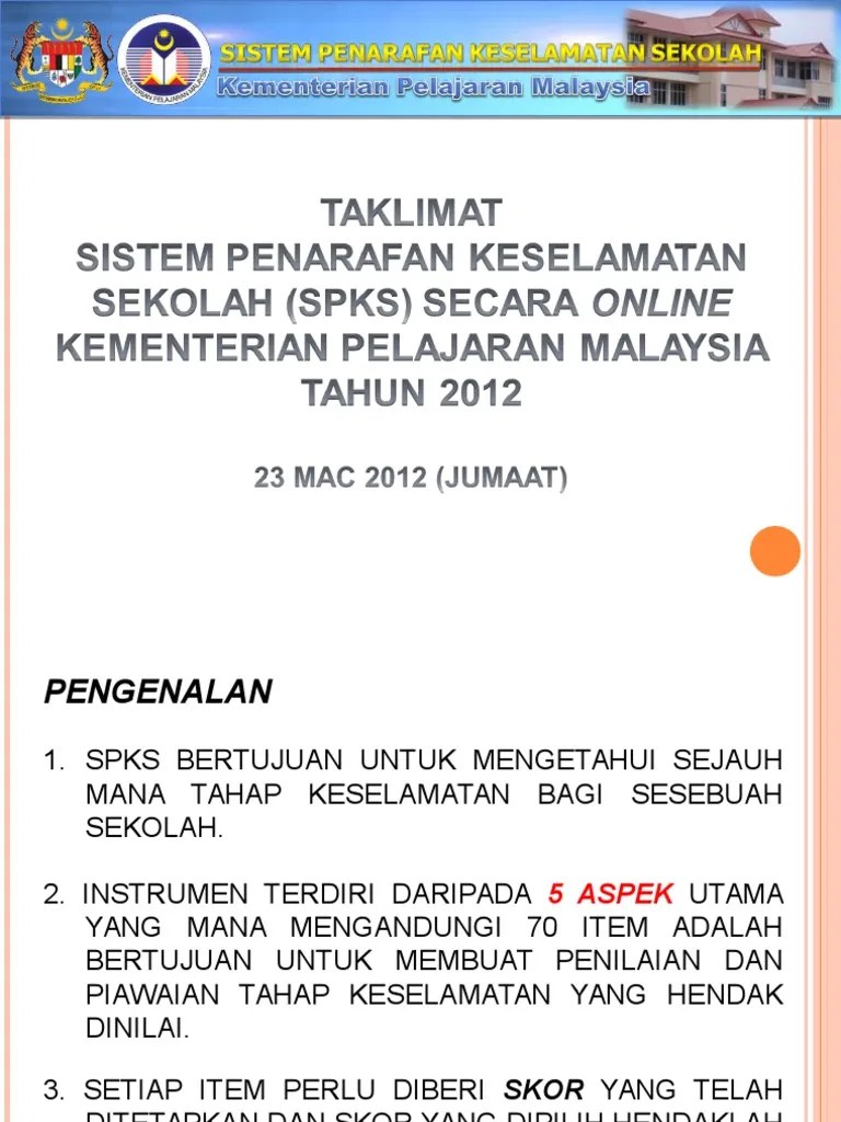 Sistem penarafan keselamatan sekolah(spks) secara online. Sistem Penarafan Keselamatan Sekolah Kpm 2017 Voooty