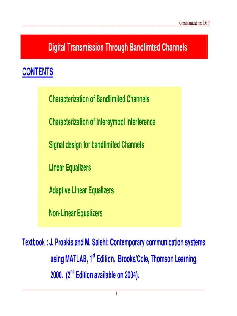 Linear Equalizer Equalization (Audio) Digital Signal Processing