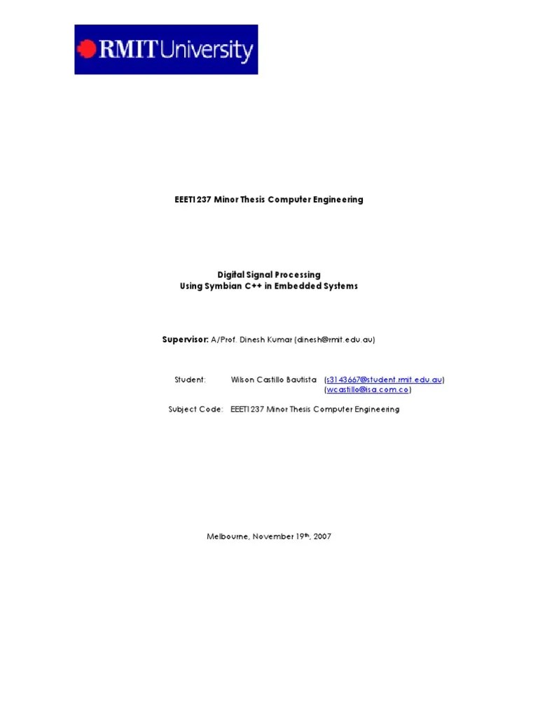 Digital Signal Processing Using Symbian C++ in Embedded Systems
