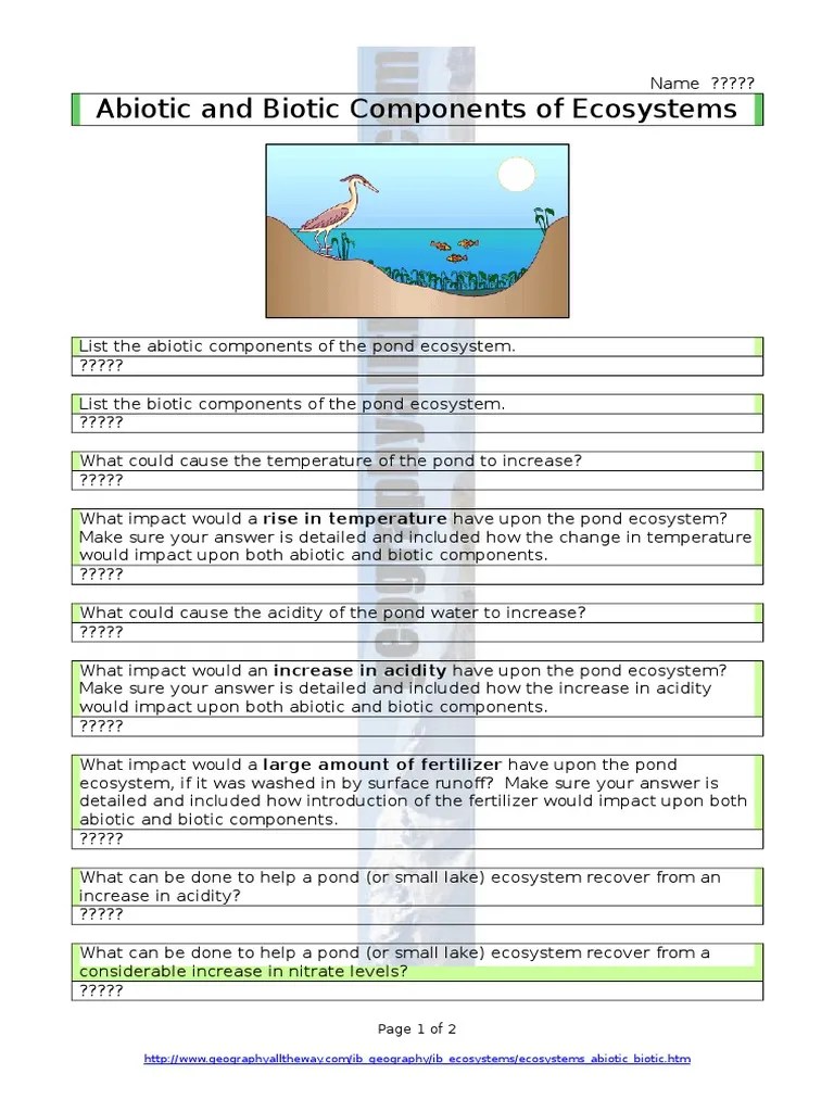 😎 Biotic and abiotic components of pond ecosystem. Short notes on Biotic and Abiotic components