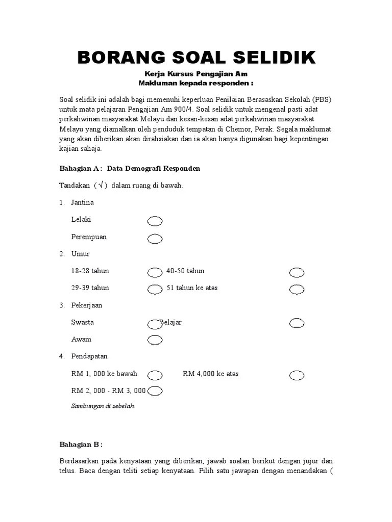 Borang Soal Selidik (Pengajian Am) PDF