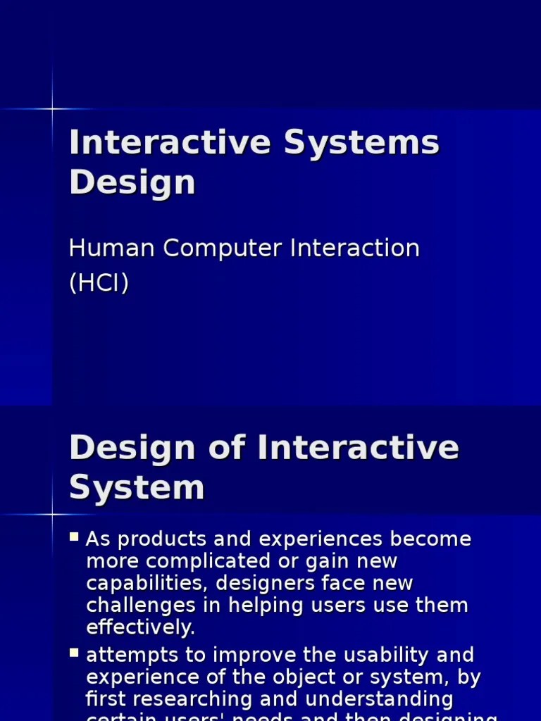Interactive Systems Design PDF Interaction Human