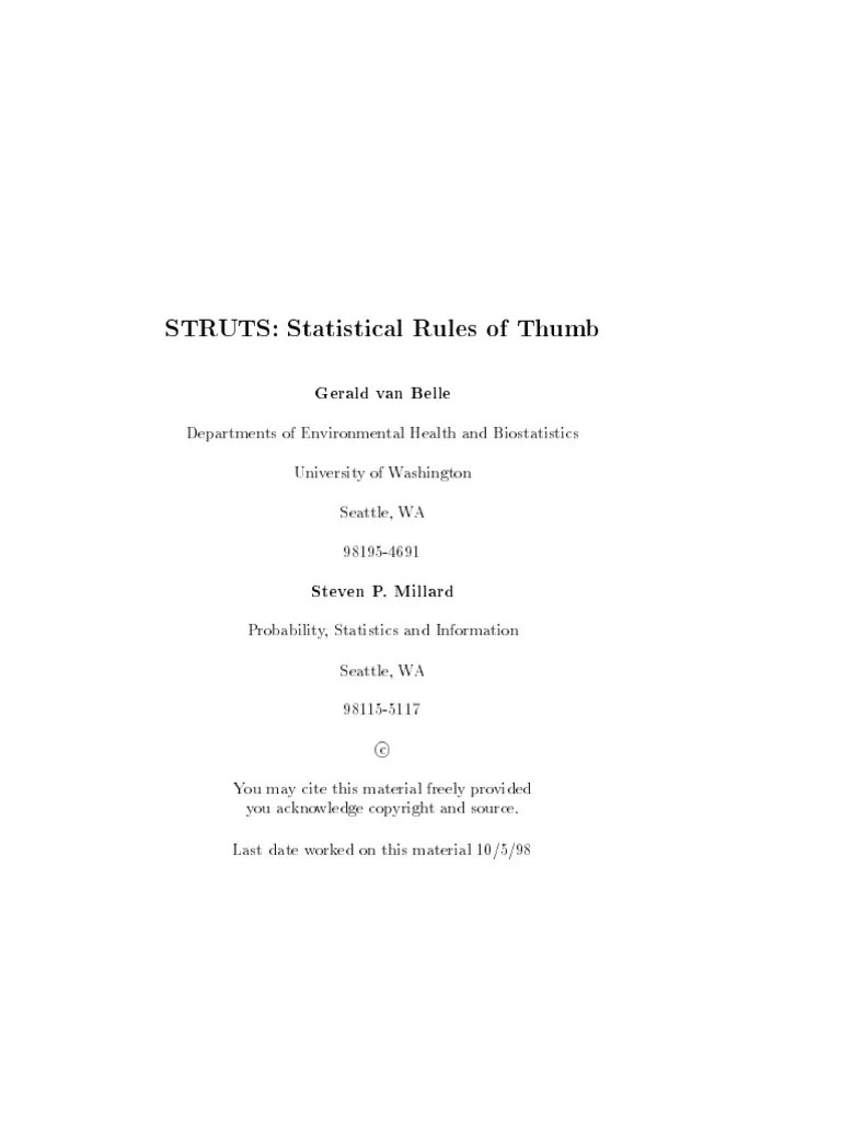 Statistical Rule of Thumb Sample Size Determination Variance