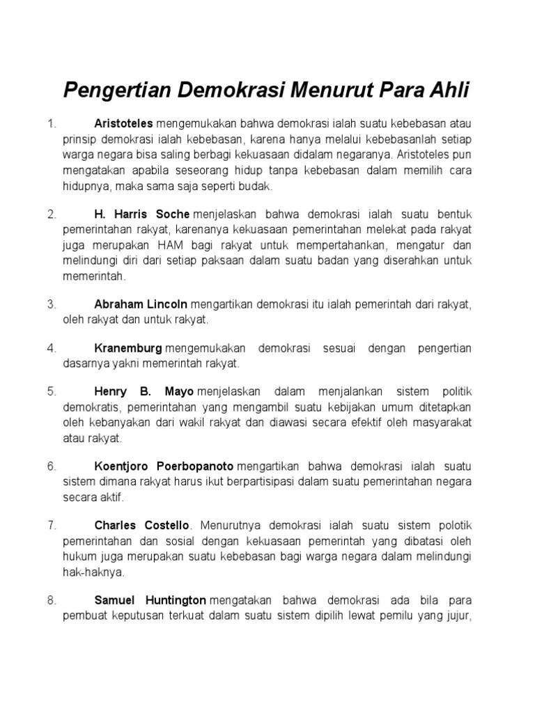 Pengertian Demokrasi Menurut para Ahli | PDF