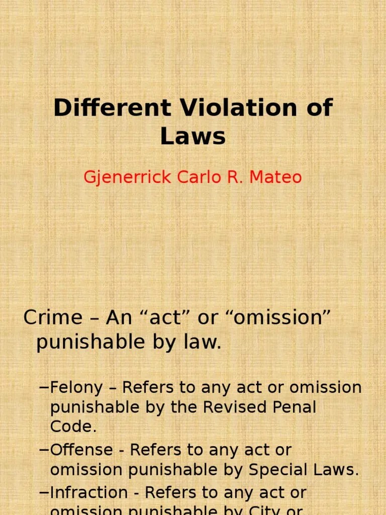 Different Violations of Law Murder Detention (Imprisonment)