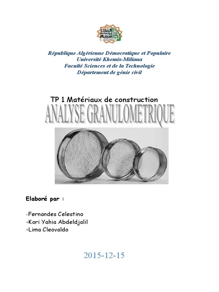TP Analyse Granulometrique Par Tamisage | PDF | Grandeur physique | Science