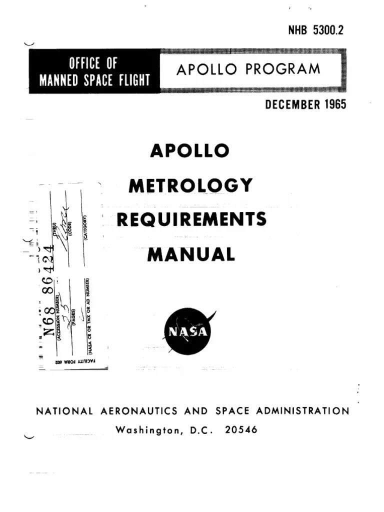NASA NHB 5300.2 Apollo Metrology Requirements Manual PDF