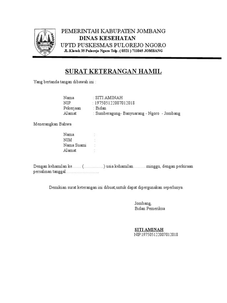 Contoh Surat Keterangan Hari Perkiraan Lahir Dari Bidan